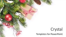  Presentation with holly - Slide set enhanced with christmas tree branch and gift background and a white colored foreground