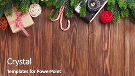  Presentation with olive tree branch ripe - PPT theme consisting of christmas tree branch gift box background and a tawny brown colored foreground