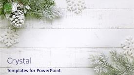  Presentation with pine cone - Presentation featuring christmas-tree-branch-with-pine background and a sky blue colored foreground