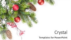  Presentation with snow tree - Beautiful slide deck featuring christmas tree branch with snow backdrop and a white colored foreground