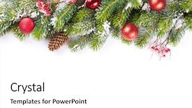  Presentation with holly christmas frame - Slide set featuring christmas tree branch with snow background and a white colored foreground