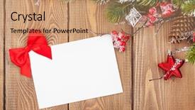  Presentation with snow tree cicular - Slide set featuring christmas tree branch with snow background and a coral colored foreground