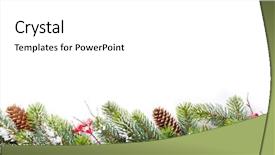  Presentation with snow tree cicular - Beautiful slide deck featuring christmas tree branch with snow backdrop and a white colored foreground