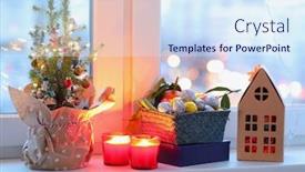  Presentation with christmas candles - Beautiful slide deck featuring christmas-tree-christmas-decorations-candles backdrop and a sky blue colored foreground