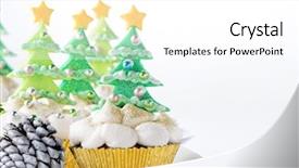  Presentation with christmas tree - Cool new presentation theme with christmas tree cupcakes with butter cream icing as snow on white background backdrop and a white colored foreground