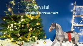  Presentation with christmas magic - Presentation theme with christmas-tree-decorated-in-interior background and a ocean colored foreground
