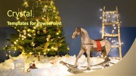  Presentation with christmas magic - Colorful presentation design enhanced with christmas-tree-decorated-in-interior backdrop and a tawny brown colored foreground