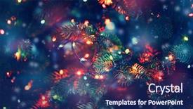  Presentation with christmas tree - PPT theme consisting of christmas tree decorated with garlands background and a navy blue colored foreground