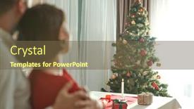  Presentation with golden christmas - Slide deck enhanced with christmas-tree-decorated-with-red background and a tawny brown colored foreground