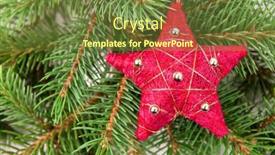 Presentation with red star - PPT layouts consisting of christmas tree decoration red star background and a tawny brown colored foreground