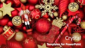  Presentation with gold red - Presentation theme consisting of christmas-tree-decorations-with-red background and a crimson colored foreground