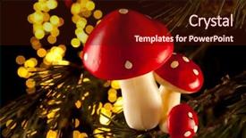  Presentation with christmas tree - Beautiful presentation theme featuring christmas tree decorations in the form of mushrooms or toadstools backdrop and a wine colored foreground