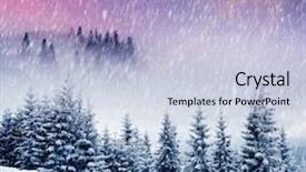  Presentation with mountains - Theme consisting of christmas tree forest - majestic sunset in the winter background and a  colored foreground