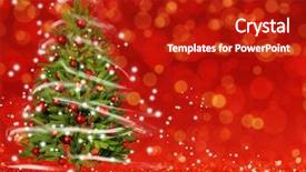  Presentation with christmas play - Presentation theme having christmas tree from the xmas lights play with the light red bokeh background background and a crimson colored foreground