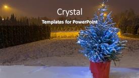  Presentation with illuminated - Audience pleasing slides consisting of christmas tree illuminated outdoor at snowy night backdrop and a tawny brown colored foreground