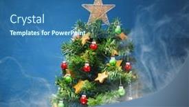  Presentation with ice blue - Slides enhanced with christmas tree in ice fog blue background background and a ocean colored foreground