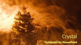  Presentation with frost border on ice christmas - Beautiful PPT layouts featuring christmas-tree-in-ice-fog backdrop and a tawny brown colored foreground