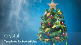  Presentation with ice blue - Colorful PPT theme enhanced with christmas-tree-in-ice-fog backdrop and a ocean colored foreground