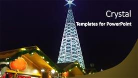  Presentation with christmas tree - Slides having christmas-tree-in-innsbruck-austria background and a wine colored foreground