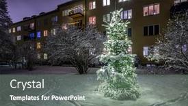  Presentation with snow tree - Beautiful theme featuring christmas-tree-in-snow backdrop and a gray colored foreground