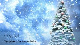  Presentation with happy new year - Amazing PPT theme having christmas-tree-isolated-over-vibrant backdrop and a light blue colored foreground