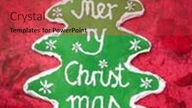  Presentation with gingerbread - Slide set enhanced with christmas tree-like gingerbread cookie with green icing and merry christmas writing on red background background and a red colored foreground