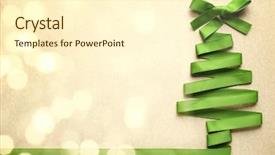  Presentation with ribbon green - Presentation design featuring christmas tree made from ribbon background and a cream colored foreground