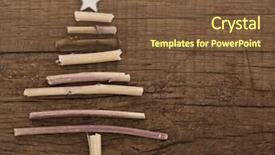  Presentation with christmas blank wooden signboard - Colorful PPT theme enhanced with christmas tree made of wooden backdrop and a tawny brown colored foreground