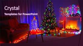  Presentation with decor - Cool new theme with christmas tree near fireplace and other decor in the room backdrop and a navy blue colored foreground