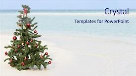 Presentation with tropical christmas - Colorful slide deck enhanced with christmas tree on beautiful tropical backdrop and a sky blue colored foreground