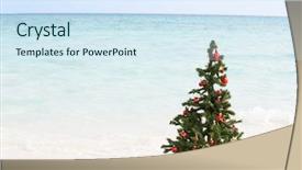  Presentation with tropical christmas - Theme having christmas tree on beautiful tropical background and a sky blue colored foreground
