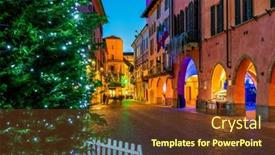  Presentation with christmas tree - Slide set having christmas-tree-on-illuminated background and a tawny brown colored foreground