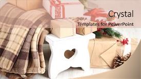  Presentation with christmas presents - Presentation theme enhanced with christmas presents near christmas tree background and a lemonade colored foreground