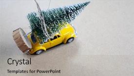  Presentation with merry christmas - Slides enhanced with christmas tree on yellow toy background and a light gray colored foreground