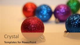  Presentation with new season - Slides consisting of christmas-tree-ornaments-room background and a yellow colored foreground