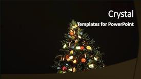  Presentation with dark night - Amazing PPT theme having christmas tree over dark sky backdrop and a black colored foreground
