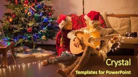  Presentation with child tree - Beautiful presentation theme featuring christmas tree playing at guitar backdrop and a  colored foreground
