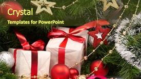  Presentation with black and gold holiday - Amazing presentation theme having christmas tree presents - holiday background backdrop and a tawny brown colored foreground