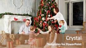  Presentation with family tree - Slide set featuring christmas tree shot was taken background and a coral colored foreground