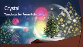  Presentation with party lights - Audience pleasing slides consisting of christmas tree snow globe backdrop and a ocean colored foreground
