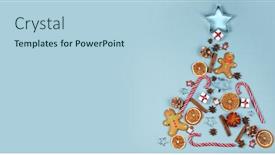  Presentation with christmas candy - Amazing presentation theme having christmas-tree-symbol-composition-ginger backdrop and a light blue colored foreground