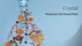  Presentation with candy canes - Colorful presentation theme enhanced with christmas-tree-symbol-composition-ginger backdrop and a light blue colored foreground