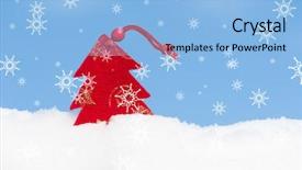  Presentation with snow tree - PPT theme featuring christmas tree toy in snow background and a  colored foreground