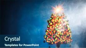  Presentation with bokeh effect blue light - Slide set consisting of christmas tree with bokeh lights background and a ocean colored foreground