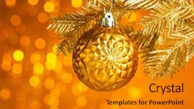  Presentation with christmas borders grunge border decoration - Amazing slides having christmas tree with decoration ball backdrop and a gold colored foreground