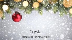  Presentation with snow tree cicular - Amazing PPT theme having christmas tree with decoration backdrop and a sky blue colored foreground