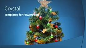  Presentation with blue lights - Beautiful theme featuring christmas tree with festive lights backdrop and a ocean colored foreground
