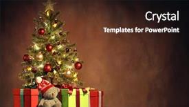  Presentation with christmas tree - Presentation consisting of christmas tree with gifts christmas background and a tawny brown colored foreground