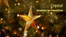  Presentation with gold bokeh - Presentation theme consisting of christmas-tree-with-gold-bauble background and a tawny brown colored foreground