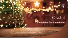  Presentation with christmas tree - Presentation enhanced with christmas-tree-with-illumination-near background and a tawny brown colored foreground
